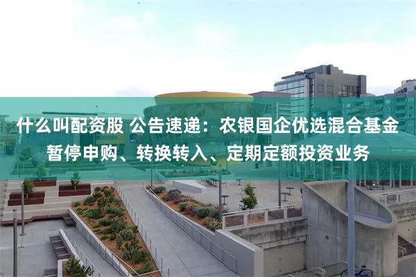 什么叫配资股 公告速递：农银国企优选混合基金暂停申购、转换转入、定期定额投资业务