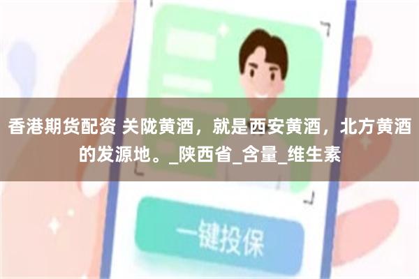 香港期货配资 关陇黄酒，就是西安黄酒，北方黄酒的发源地。_陕西省_含量_维生素