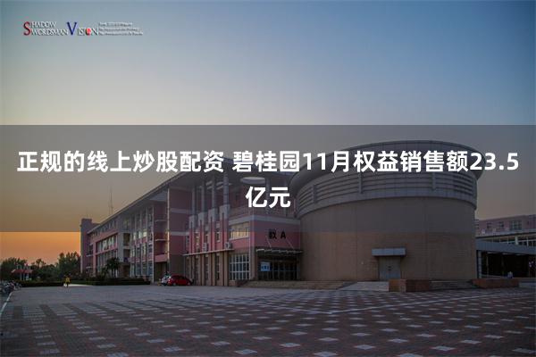 正规的线上炒股配资 碧桂园11月权益销售额23.5亿元